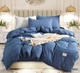 Постельное белье евро Vie Nouvelle Washed cotton вареный хлопок 200х220 W7E Синий - изображение 3