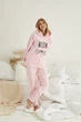 Піжама жіноча тепла махрова Pijamoni Meow пудрова 2XL - зображення 3