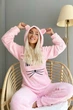 Піжама жіноча тепла махрова Pijamoni Meow пудрова 2XL - зображення 5