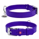 Ошейник для собак кожаный WAUDOG Glamour с QR паспортом, без украшений, M, Ш 20 мм, Дл 30-39 см фиолетовый - изображение 1