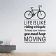 Интерьерная наклейка Life is like прикольная надпись виниловая самоклеющаяся велосипед матовая 550х970мм - изображение 1