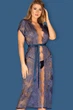Кружевной длинный пеньюар Obsessive Flowlace peignoir Синий S/M (48933) - изображение 5