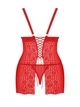 Сорочка зі шнурівкою та пікантним вирізом на спинці Obsessive Blossmina chemise Червона 4XL/5XL (59922) - зображення 4