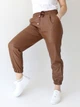 Брюки женские из эко-кожи коричневые джоггеры 24327-1 L - изображение 5