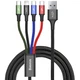 Кабель Baseus Fast 4-in-1 Cable For iP+Type-C(2)+Micro 3.5A 1.2m Black - изображение 1