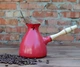 Турка для кофе Americano Red керамика 600 мл + ложка с длинной ручкой и рассекатель (683) - изображение 2