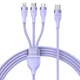 Кабель Baseus Flash Series Ⅱ One-for-three Fast Charging cabel Type-C для M+L+C 100W 1.5m (CASS030205) Purple - зображення 1