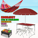 Комплект раскладной стол и 4 стула Easy Campi в чемодане Коричневый + зонт 1.8м + Гамак подвесной 200x80 см Красный + Складной мангал-чемодан - изображение 1