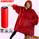 Толстовка плед с рукавами и капюшоном ONE SIZE Huggle Hoodie бордовый+ Термо-кружка с датчиком температуры Red - изображение 10