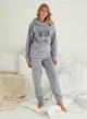 Жіноча махрова тепла піжама Pijamoni кофта та штани MEOW Мяу сіра XL - зображення 1