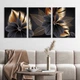 Модульная картина Холстович Black And Gold Leaves 90х40 см. Интерьерная картина для гостиной, спальни, кухни, офиса - изображение 3