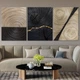 Модульная картина Холстович Gold Black Abstract 135х60 см. Интерьерная картина с абстракцией для гостиной, спальни, кухни, офиса - изображение 1