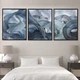 Модульная картина Холстович Golden Blue Abstract 90х40 см. Картина с абстракцией для гостиной, спальни, кухни, офиса, интерьера - изображение 2