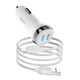 Адаптер в прикуриватель Hoco Z40 на 2USB/2.4A с кабелем Lightning Белый с многоуровневой защитой - изображение 1