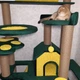Высокий эксклюзивный игровой кошачий комплекс для котов и кошек всех пород когтеточка с домиком лежанками 200х115х85см зелено желтый - изображение 6
