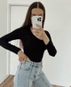 Женский боди в рубчик Qu Style S черный с имитацией бюстье - изображение 2