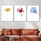 Модульна картина Холстович Watercolor flowers 225х100 см. Картина в стилі мінімалізм Акварельні квіти у вітальню, спальню, кухню, офіс, інтер'єрна - зображення 4