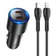 Автомобильное зарядное устройство в прикуриватель Hoco NZ3 Clear Way |2Type-C, 40W/3A, PD/QC| с кабелем Lightning 1м Black - изображение 1
