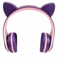 Бездротові дитячі навушники CAT EAR YW-018 з котячими вушками з підсвічуванням MP3 MicroSD FM-радіо бузковий - зображення 2