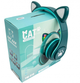 Бездротові дитячі навушники CAT EAR YW-018 з котячими вушками з підсвічуванням MP3 MicroSD FM-радіо зелений - зображення 1
