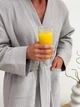 Вафельный халат мужской COSY кимоно без воротника M серый 821N - изображение 7