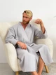 Вафельный халат мужской COSY кимоно без воротника M серый 821N - изображение 8