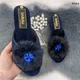 Тапочки домашние женские Inblu синие на танкетке с открытым носком и пушком 38 р (24,5 см) 2713-2 - изображение 3