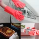 Силиконовые перчатки для уборки и мытья посуды Magic Silicone Gloves Малиновые HMD 91-8722181 - изображение 4