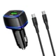 Автомобільний зарядний пристрій Borofone BZ14A PD20W+QC3.0 (1Type-C/1USB/3A) + Type-C to Type-C Чорний - зображення 2