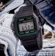 Годинник наручний чоловічий Casio F-91W-3 в чорному кольорі із зеленим. - зображення 3