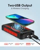 DJROLL Solar Power Bank 24000mAh, портативний сонячний зарядний пристрій із бездротовою зарядкою Qi для смартфона. Колір: Червоний - зображення 2