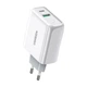 Мережевий зарядний пристрій UGREEN CD170 USB+USB Type-C Wall Charger 36W 3A White (60468) - зображення 1