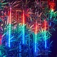 Светодиодная новогодняя цветная гирлянда Метеоритный дождь 2,5х0,5 м тающие сосульки трубочки на окно, Разноцветная - изображение 2