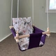 Детская качеля Infancy Магнолия подвесная из натурального дерева фиолетовая тканевая основа от 7 месяцев до 5 лет - изображение 2