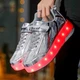 Роликові кросівки з LED підсвічуванням сірі на 2-х колесах (LR 1276) 30(19см) - зображення 4