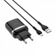 Мережевий зарядний пристрій з кабелем Hoco C12Q QC3.0 (1USB/3A/18W) microUSB чорний - изображение 1