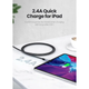 Кабель зарядный UGREEN USB-A to Lightning для iPhone iPad 2.4А с оплеткой 1 м Black (US199) - изображение 6