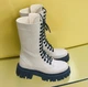 Женские высокие ботинки / берцы из натуральной кожи TEONA арт. 1356-22 бежевые 37 р. - изображение 7