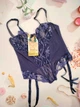 Корсет ажурный со съемными подвязками для чулок Lormar 70B + подарок стринги фиолетовый(L2024) - изображение 3