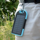 Повербанк на сонячній батареї Solar Charger 10000 mAh Power Bank вологозахищений з LED ліхтариком Блакитний - зображення 3