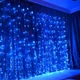 Гірлянда штора завіса Водоспад 3х3 м 280 LED велика лампа 3D (білий шнур, з перехідником) Синя HDSYR_699 - зображення 4