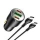 АвтоЗарядное устройство QC/PD 45W + кабель Type-C to Type-C HOCO NZ6 |USB/2Type-C, 3A,QC/PD, 45W| Черный - изображение 3