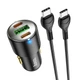 АвтоЗарядное устройство QC/PD 45W + кабель Type-C to Type-C HOCO NZ6 |USB/2Type-C, 3A,QC/PD, 45W| Черный - изображение 5