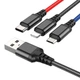 Кабель USB HOCO X76 3in1, USB - Lightning + MicroUSB + Type-C, 2А, 1m, черный, красный, синий - изображение 2