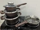 Набор кастрюль и сковорода Higher Kitchen HK-315 с гранитным покрытием Коричневый - зображення 5