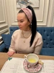 Пов'язка - чалма на голову широка тепла велюрова з перлинами темно - рожева - изображение 3