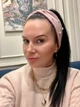 Пов'язка - чалма на голову широка тепла велюрова з перлинами темно - рожева - изображение 4