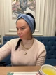 Тепла ангорова пов'язка - чалма на голову широка з намистинами блакитного кольору - изображение 5