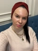 Тепла ангорова пов'язка - чалма на голову широка з намистинами бордового кольору - изображение 5