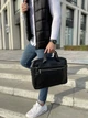 Сумка для ноутбука черная кожаная Line 16'' - изображение 5